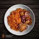 Jollof Rice Meal (Plantain & Chicken, or Beef)