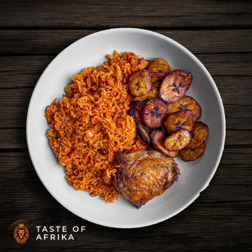 Jollof Rice Meal (Plantain & Chicken, or Beef)